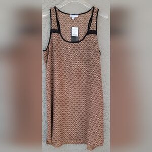 Cotton On Mariowe sleveless shift dress retro Gatsby print brown size Large